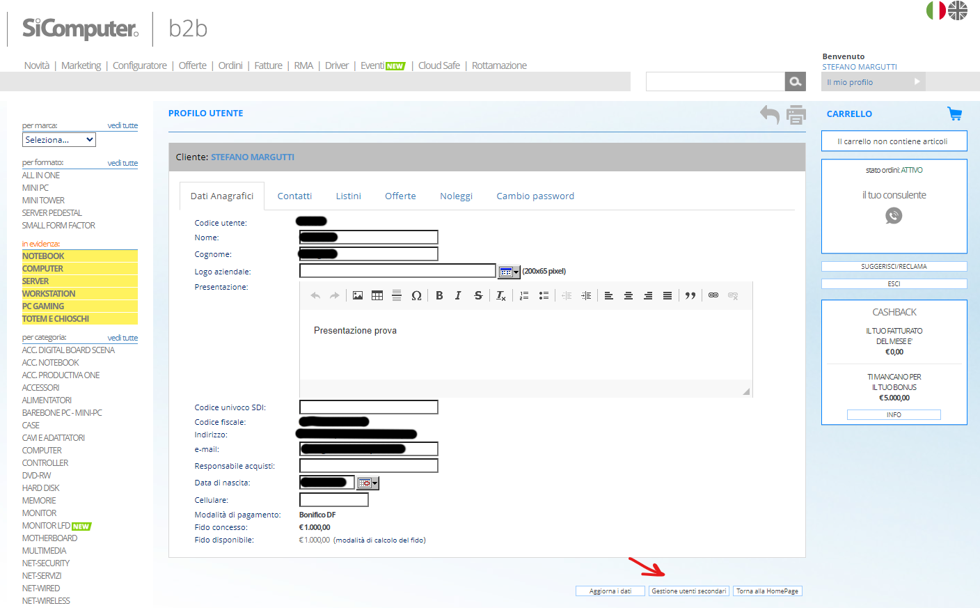 B2B - utenti secondari
