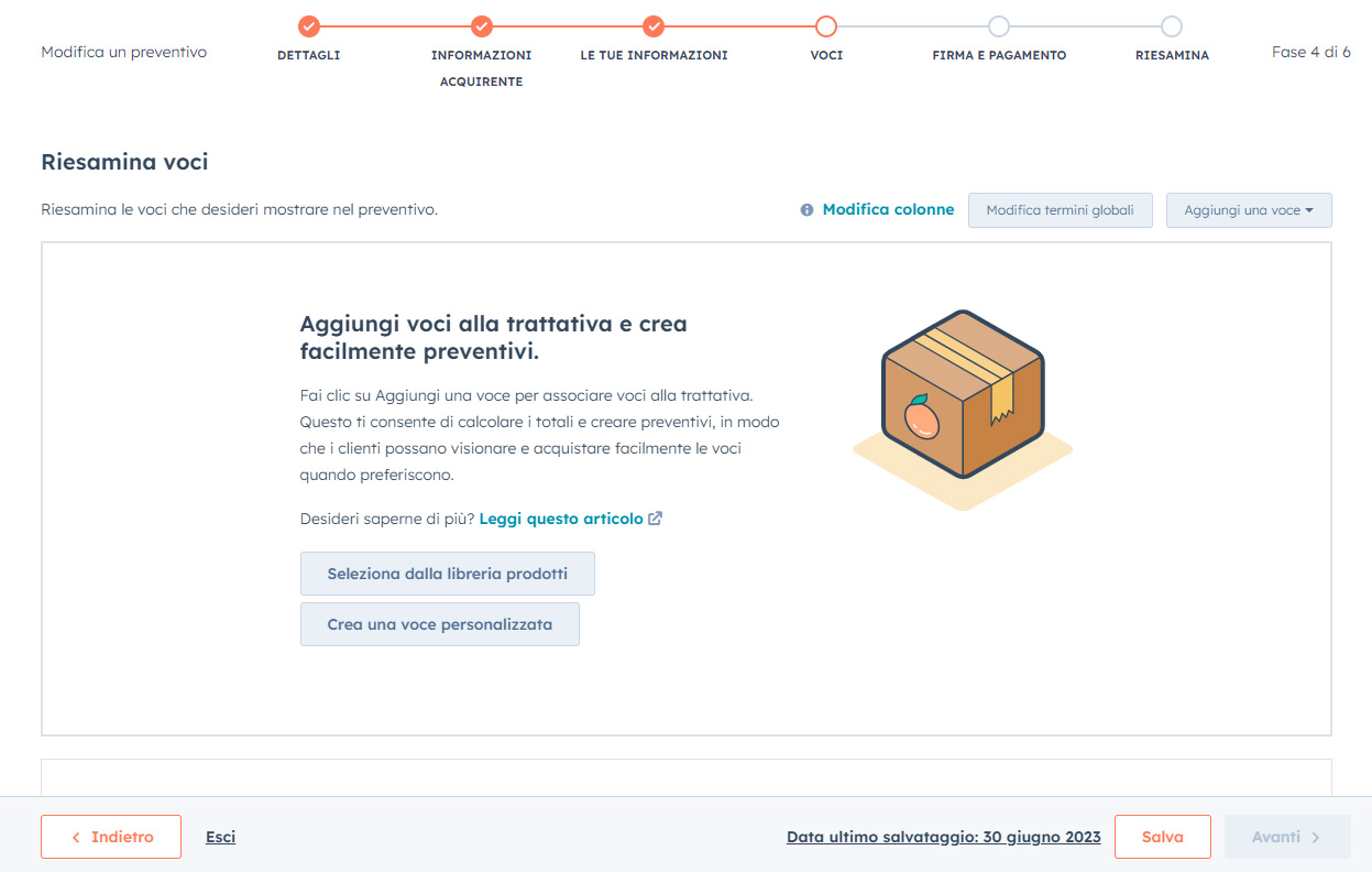 Preventivi - Inserisci prodotti
