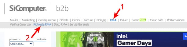 RMA - Avvio richiesta