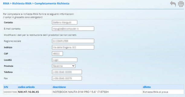RMA - Termina verifica i dati