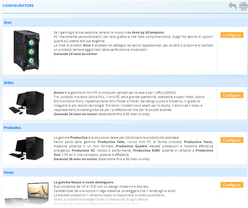 screenshot - configuratore elenco