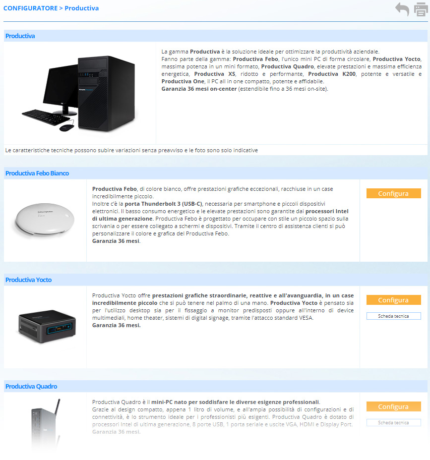screenshot - configuratore prodotto