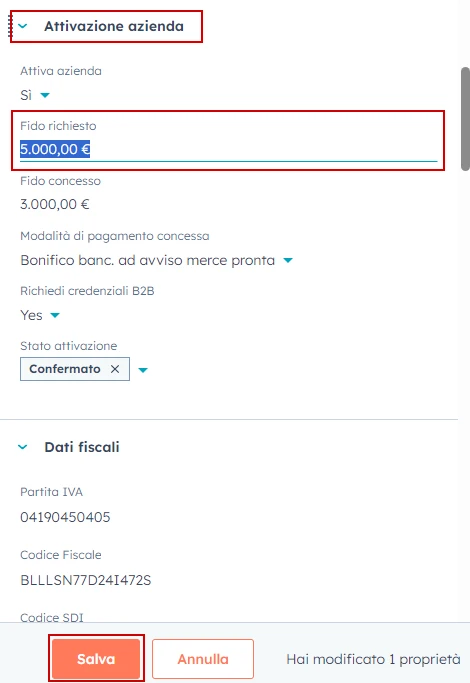 Academy - Modifica fido