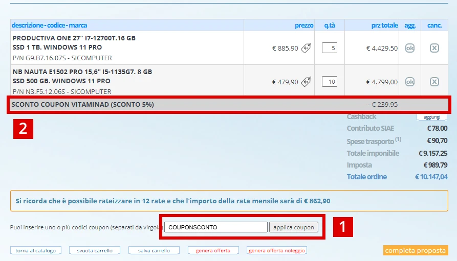 Coupon sconto - screenshot