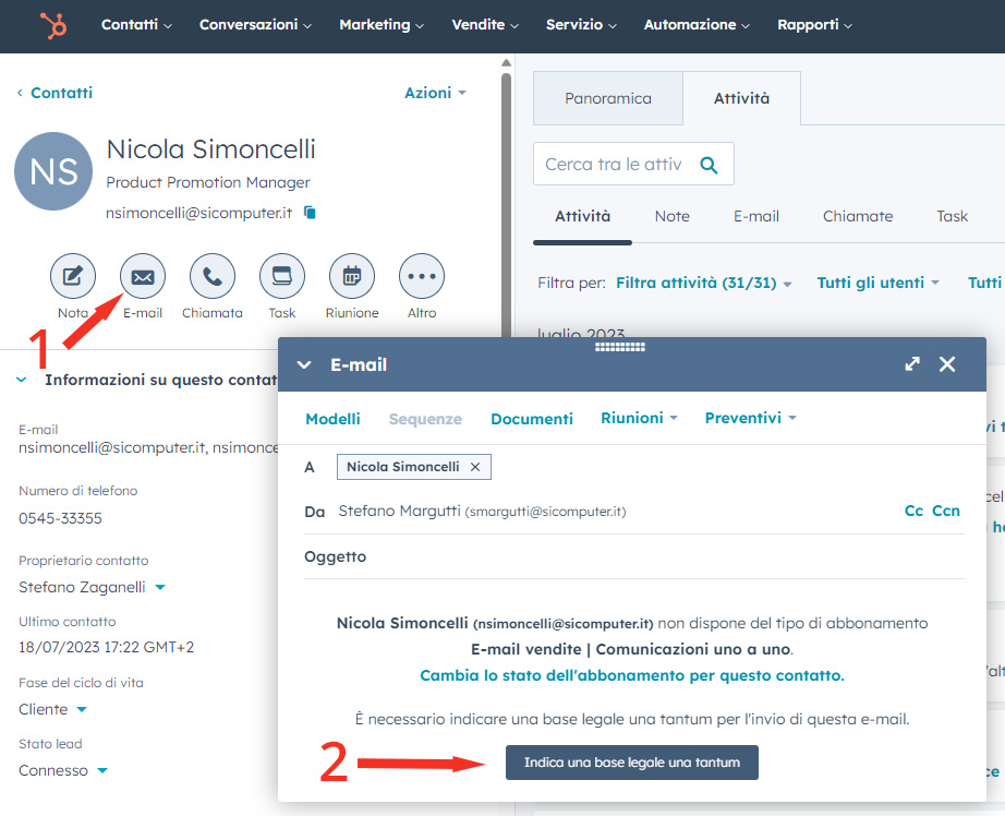 HubSpot - come avere i prodotti - Email
